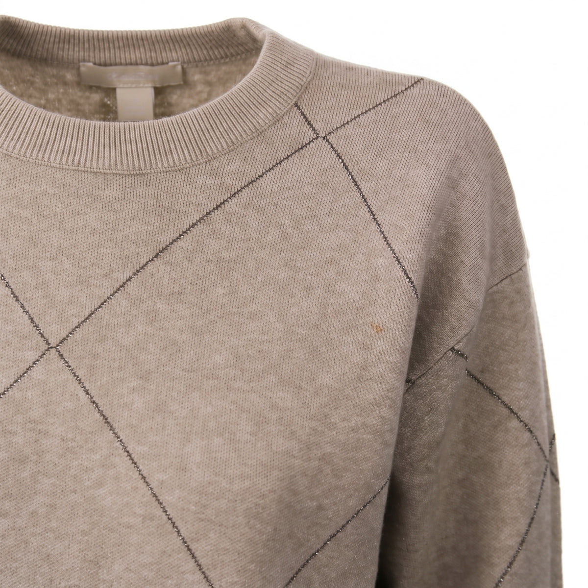 Maglione girocollo a rombi con lurex