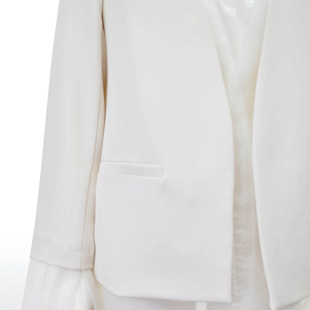 Blazer senza bottoni con tulle