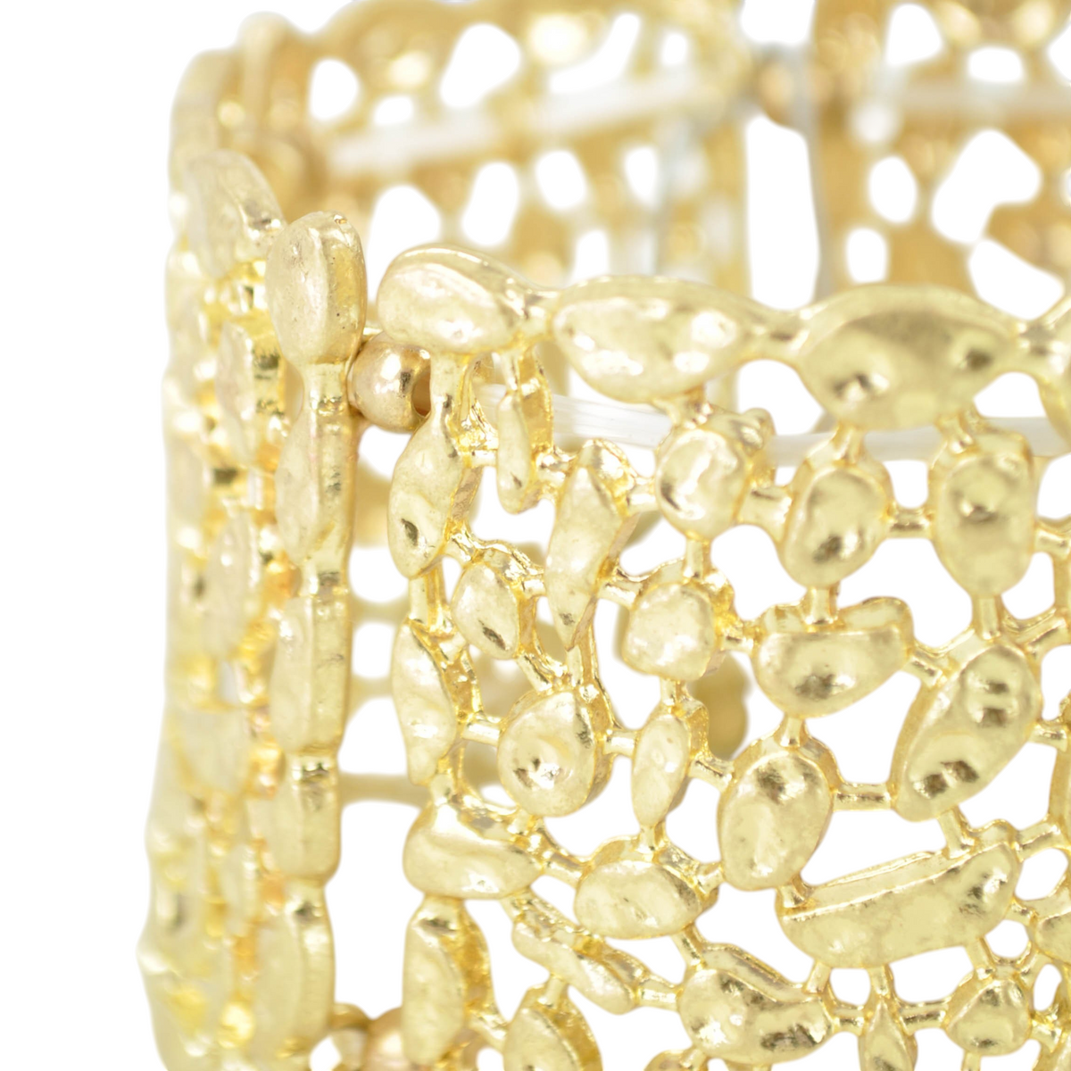 Bracciale elastico Peg Fashion Store color oro con design sagomato a maglie irregolari in metallo lucido