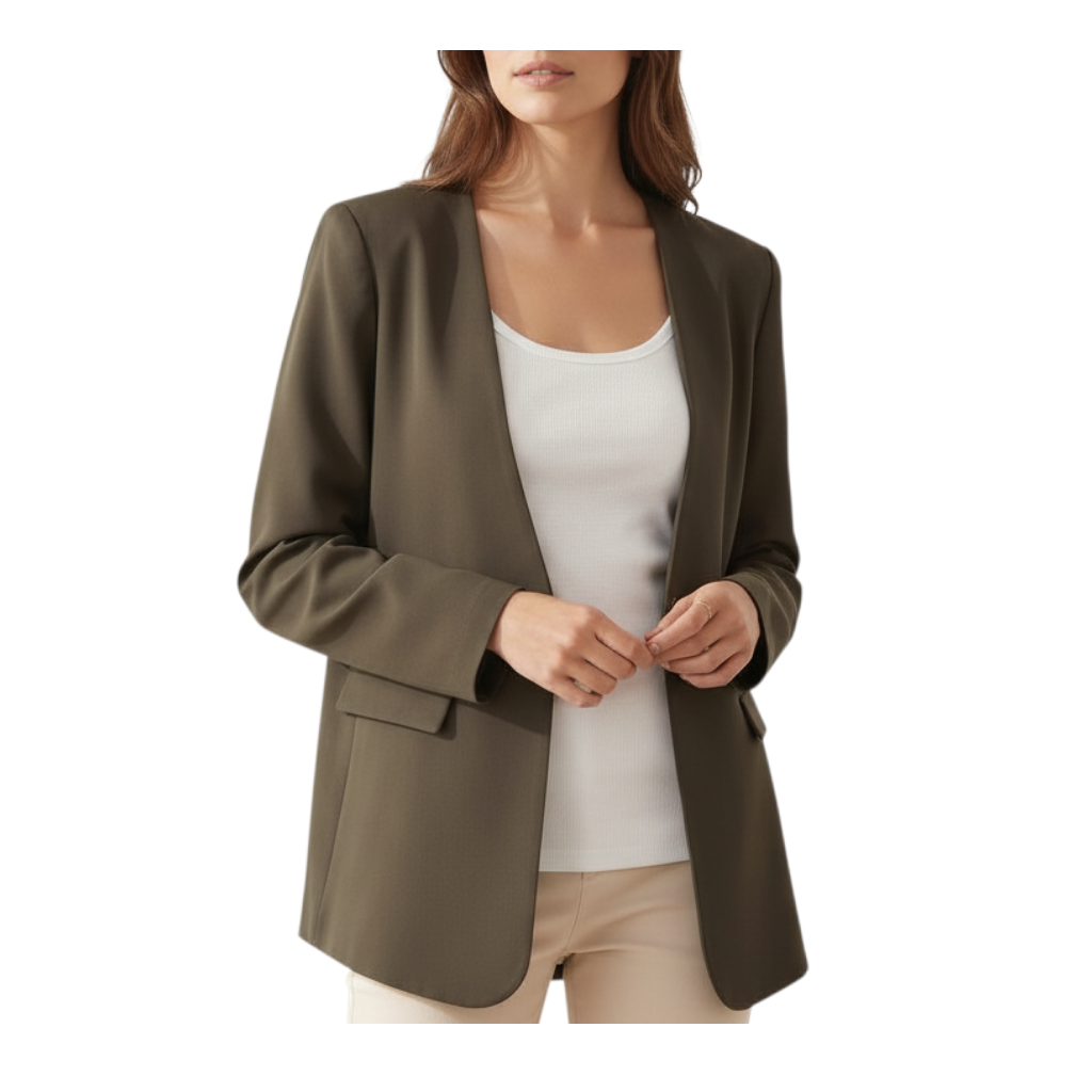 Coprispalle blazer Myastreet di Peg Fashion Store in tessuto fluido color verde oliva con maniche lunghe