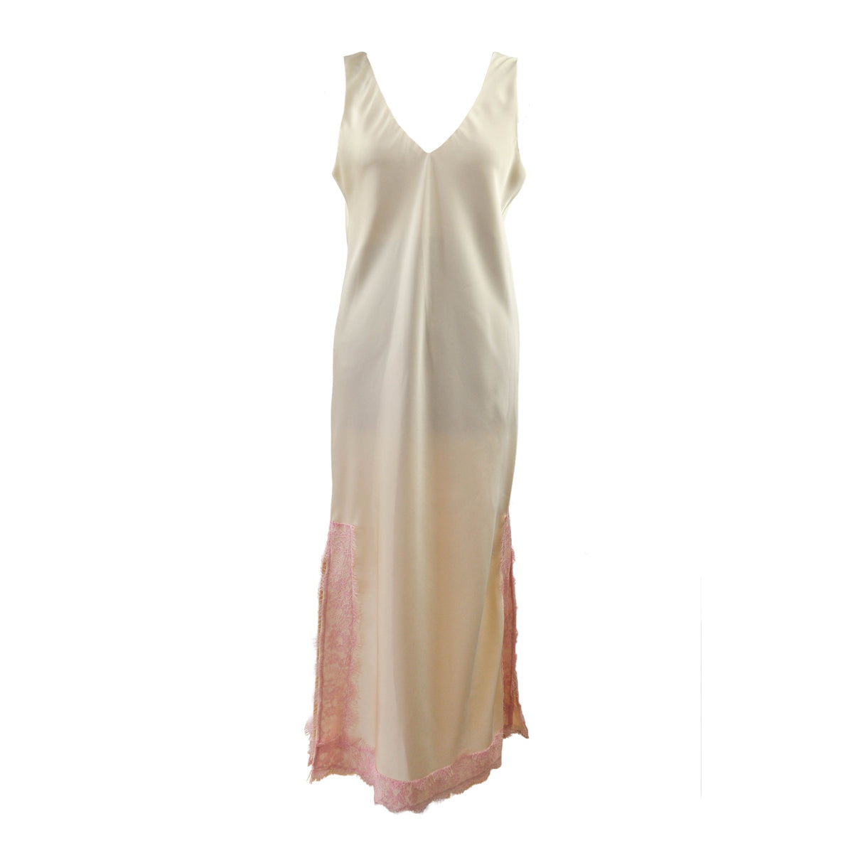 Abito lungo elegante con ricami rosa