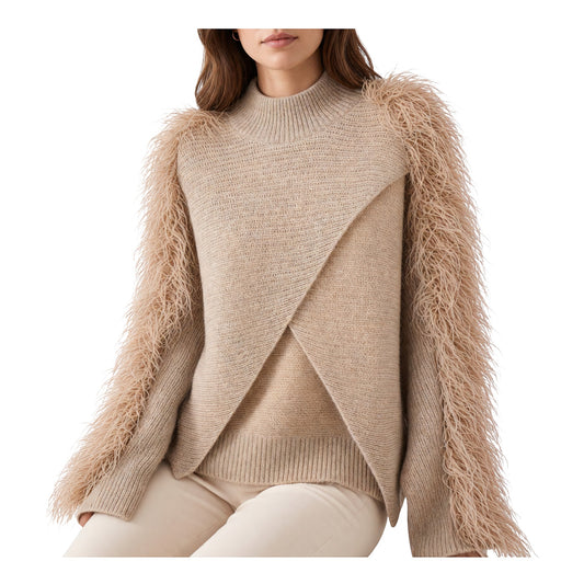Maglia con spacco con piume
