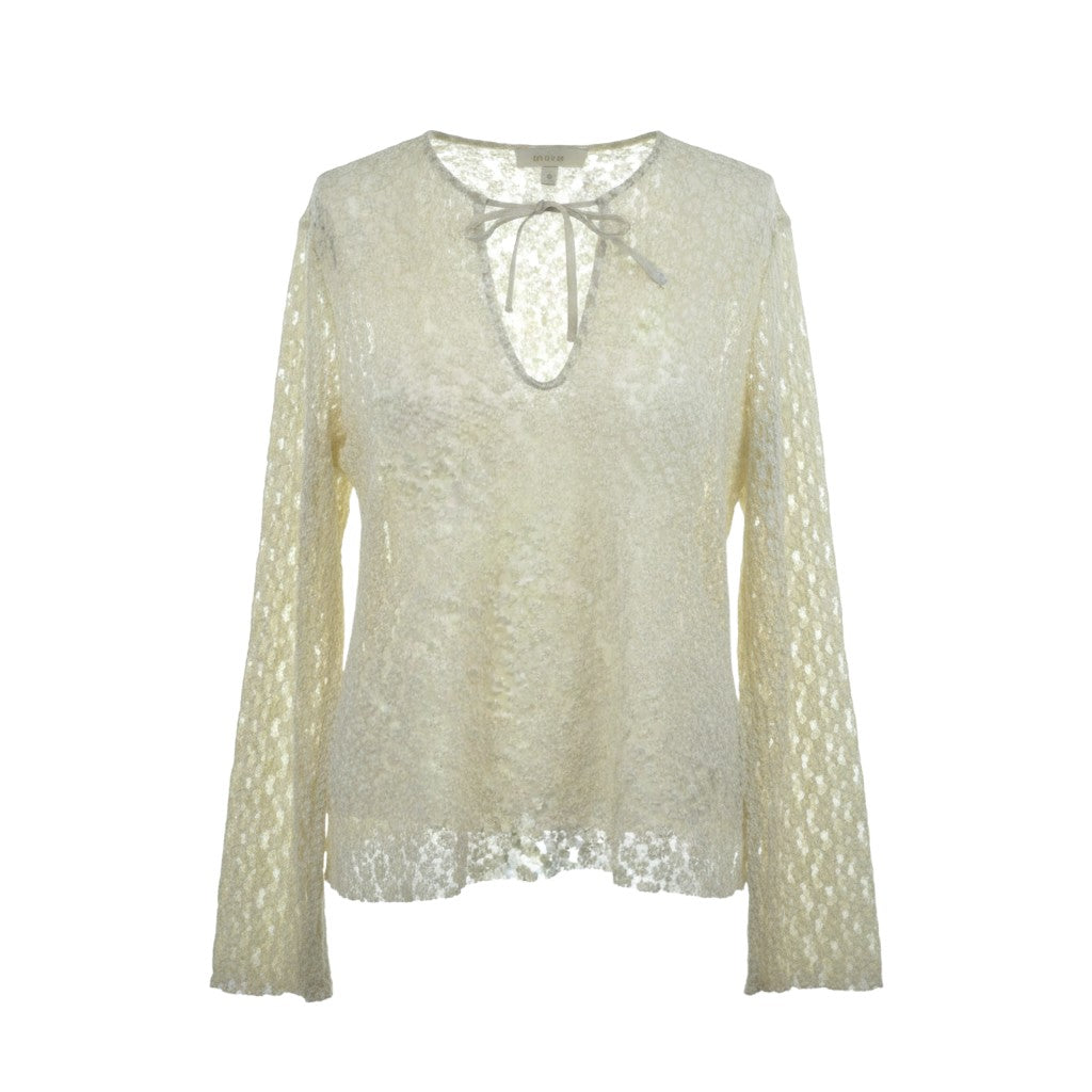 Blusa con scollatura a goccia con nastro