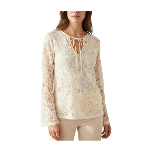 Blusa con scollatura a goccia con nastro