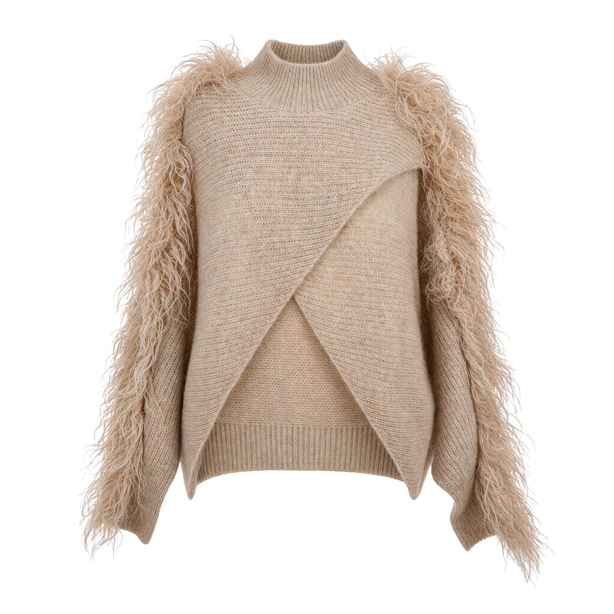 Maglia con spacco con piume