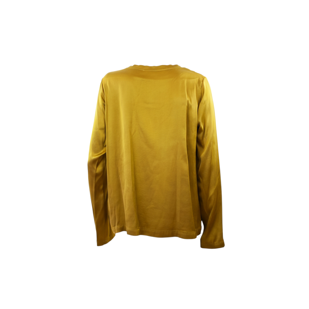 T-shirt a manica lunga in raso color oro di Peg Fashion Store, vista posteriore