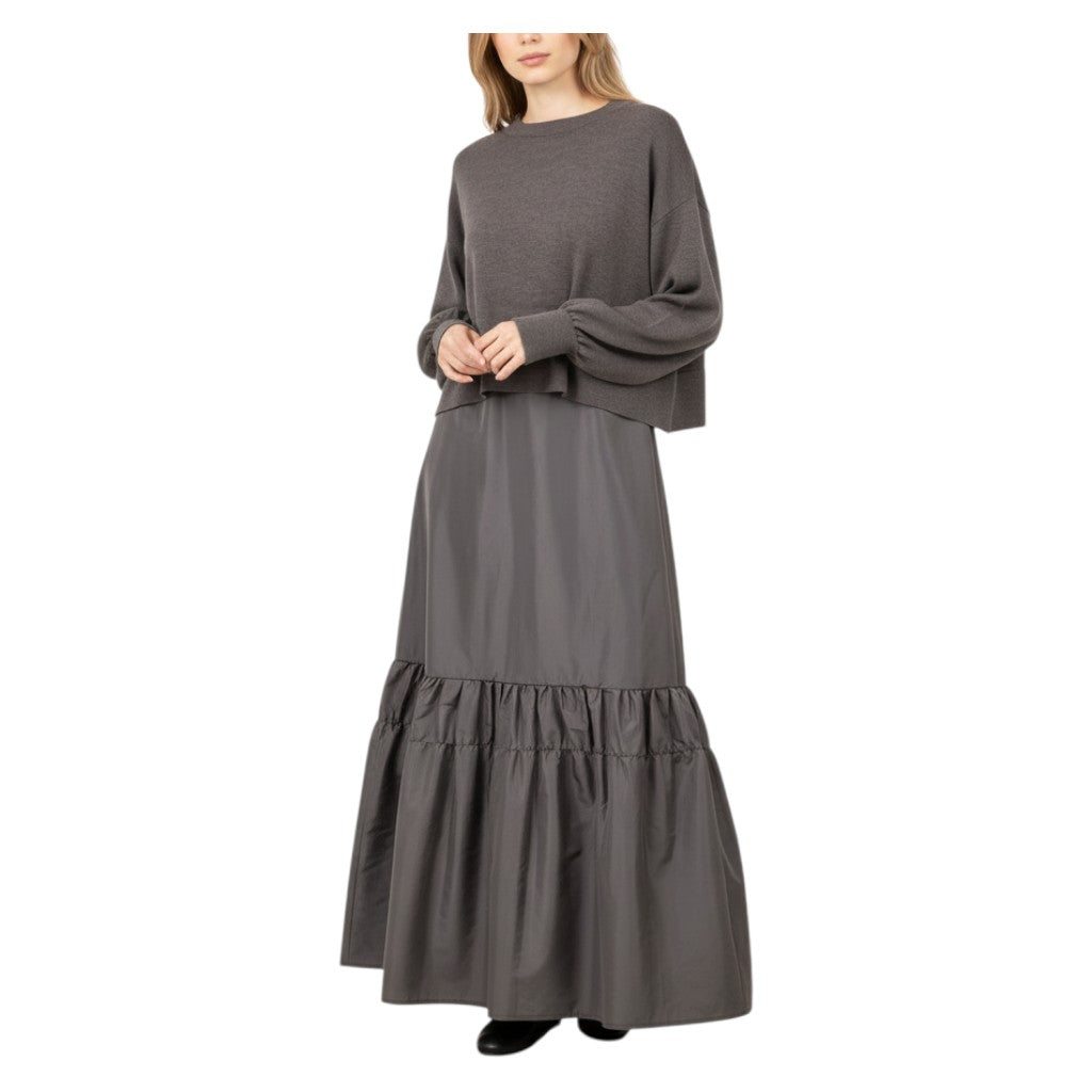 Abito in maglia con inserto in taffetà