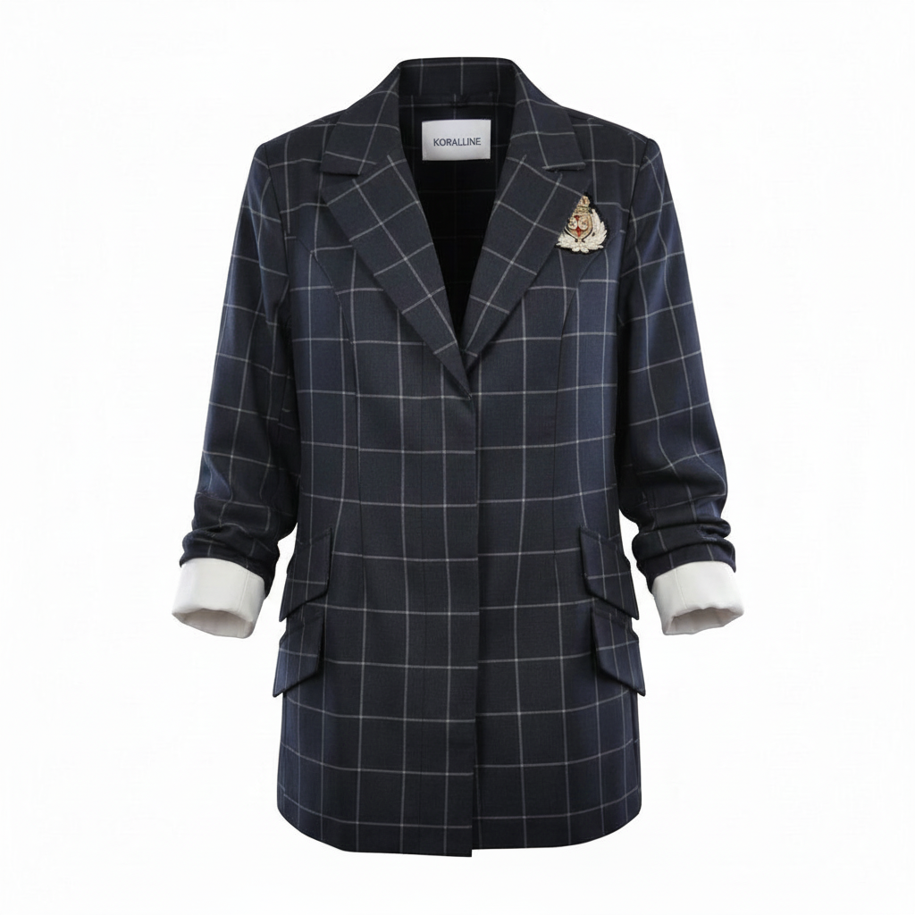 Blazer a quadri con polsino