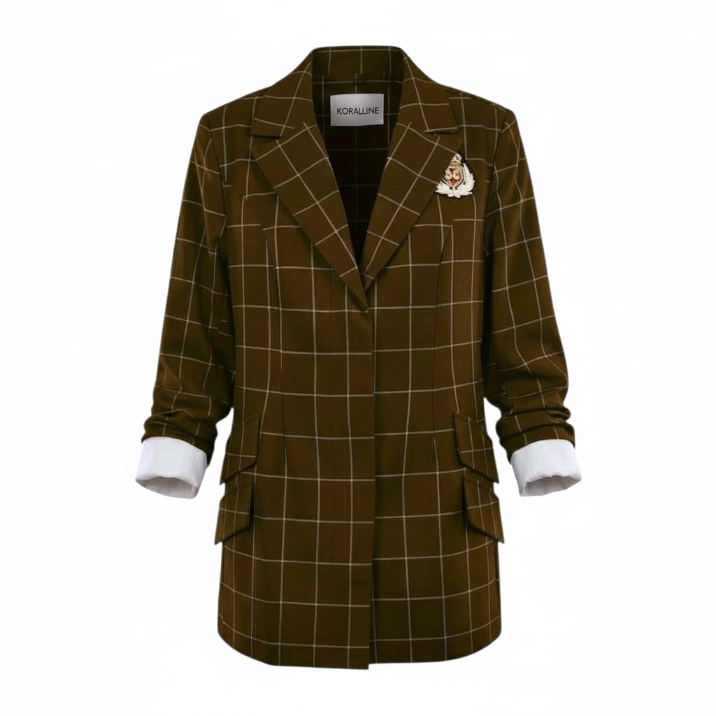 Blazer a quadri con polsino