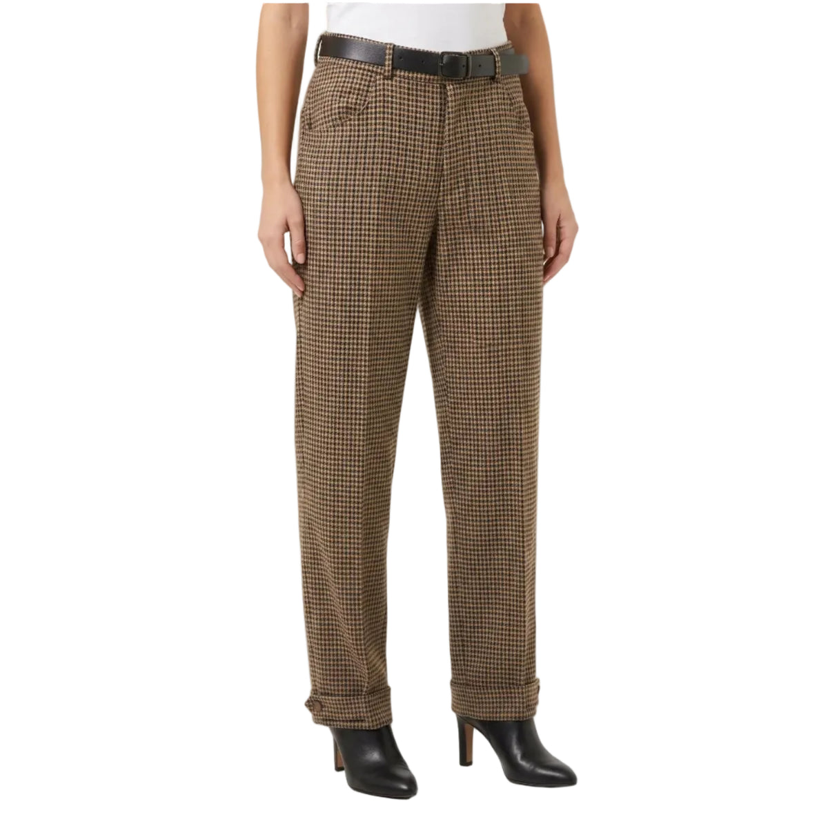 Pantalone a quadretti con fondo alamari