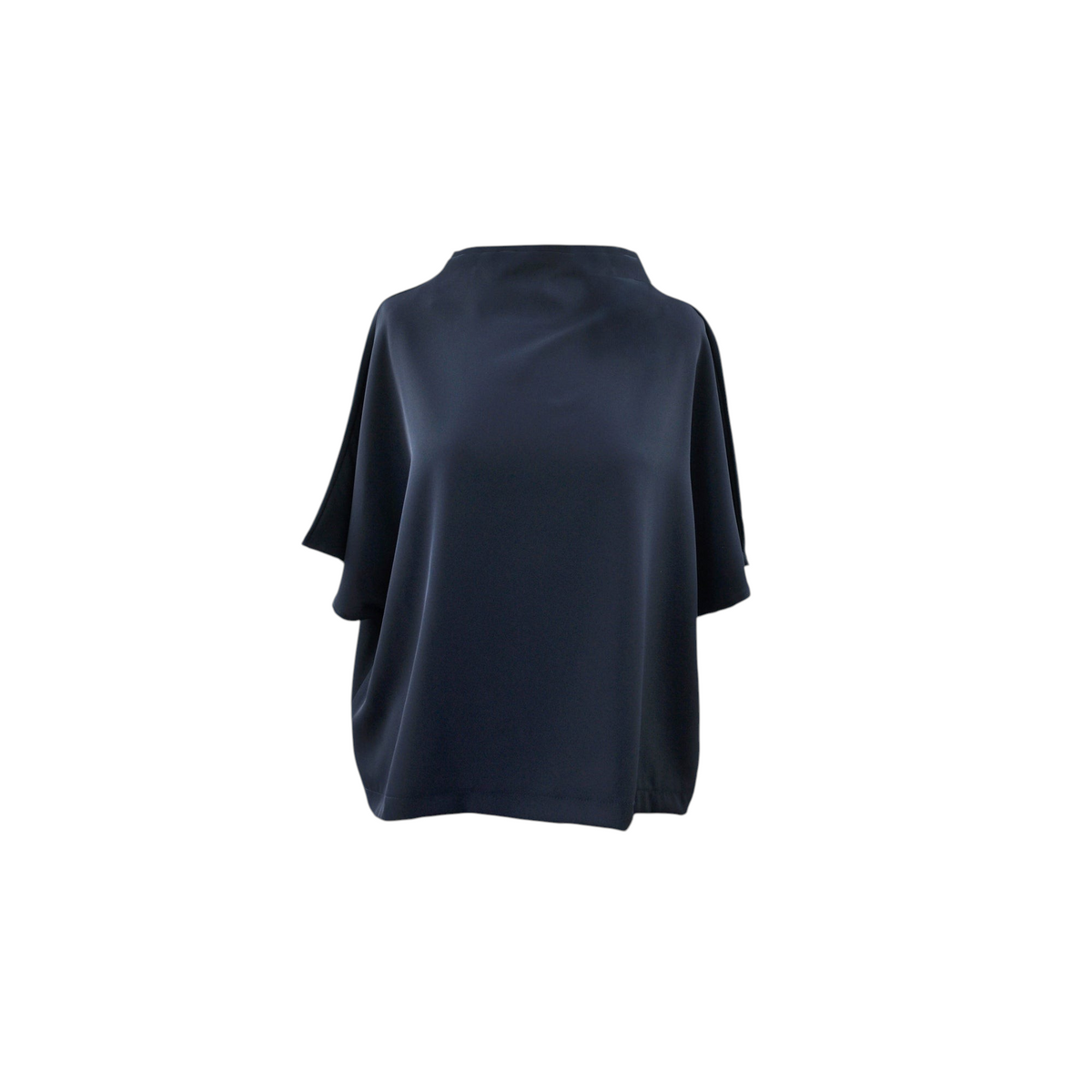 Blusa morbida Peg Fashion Store blu navy a maniche corte in tessuto leggero con scollo ampio