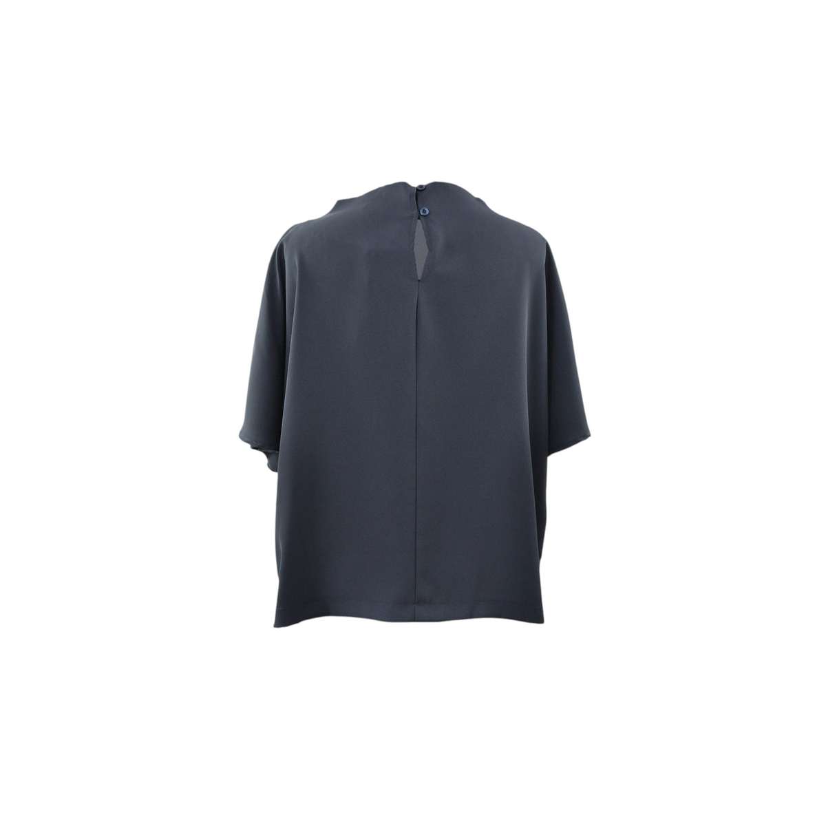 Blusa morbida Myastreet di Peg Fashion Store in tessuto scuro con maniche corte e chiusura a bottone sul retro