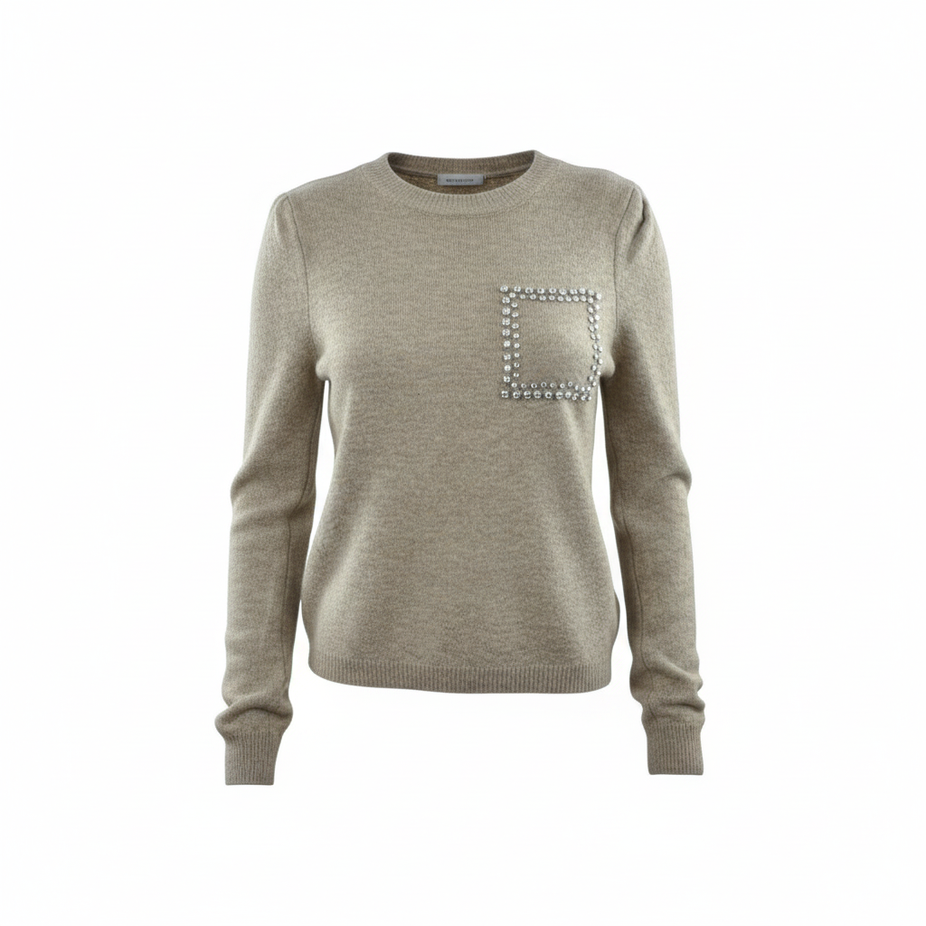 Maglia con taschino in strass