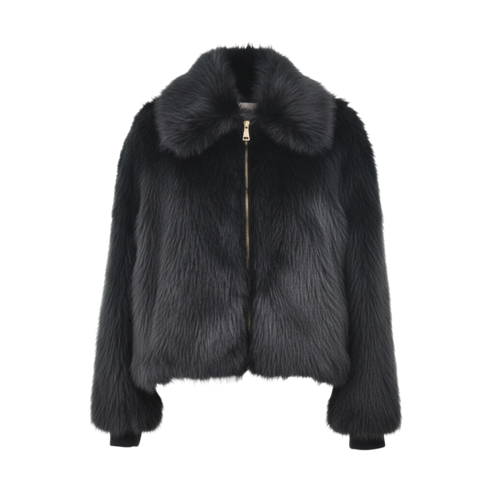 Ecopelliccia con zip centrale