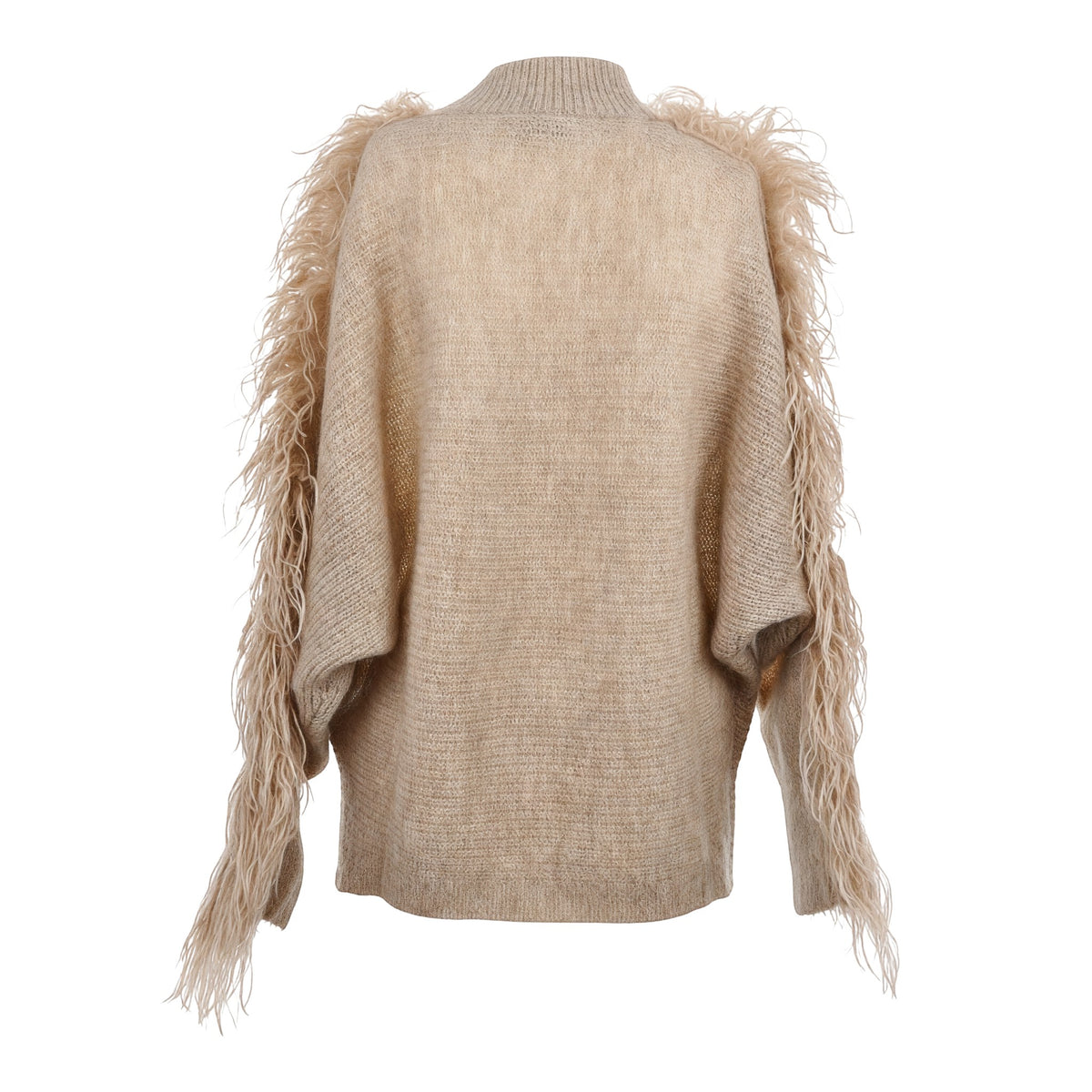 Maglia con spacco con piume