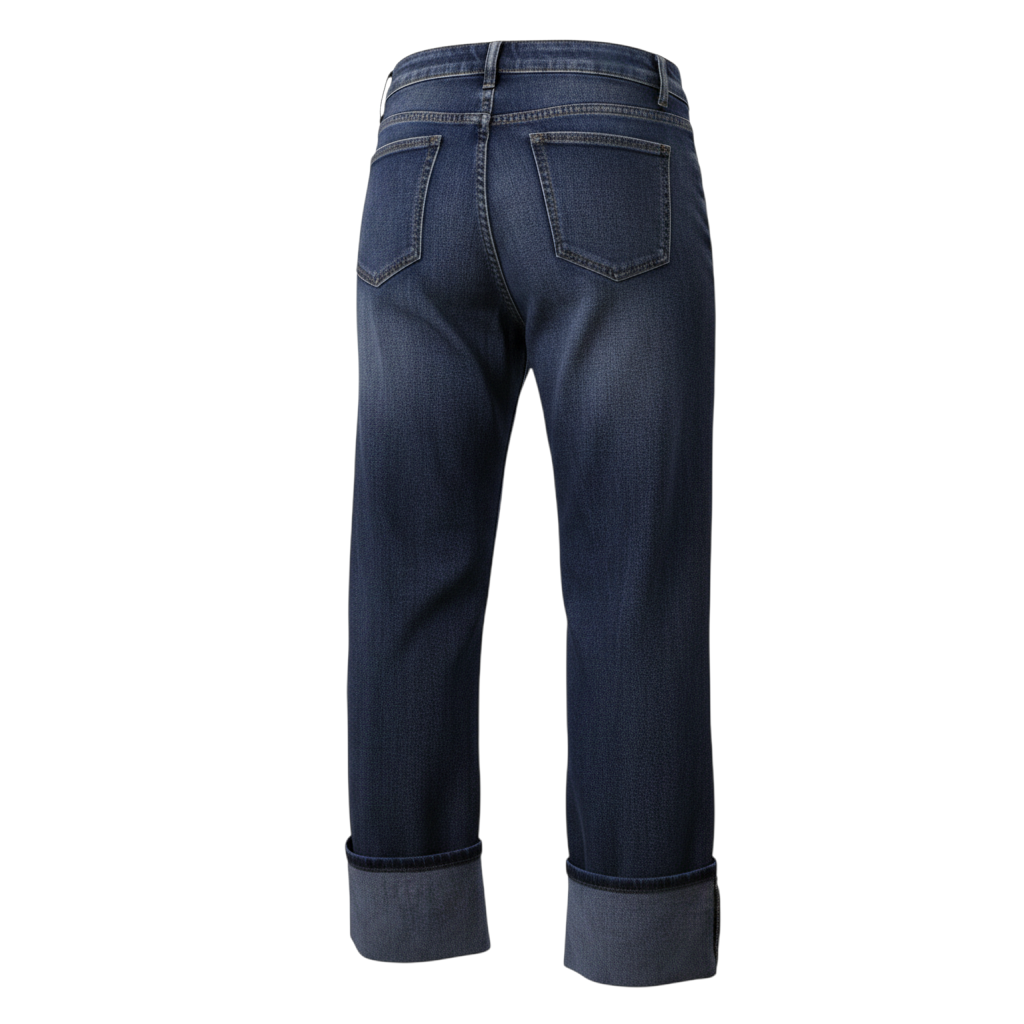 Jeans a vita alta con risvolto