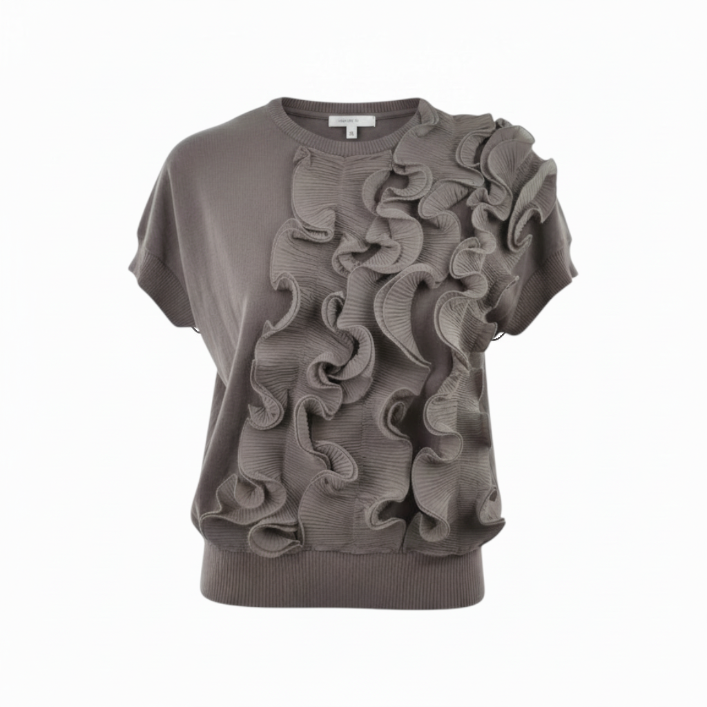 Maglia smanicata con applicazioni di organza
