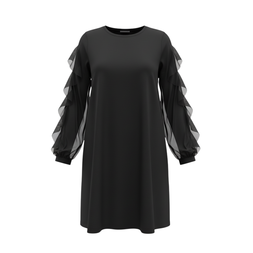 Abito in maglia con maniche volant
