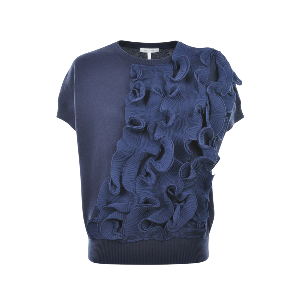 Maglia smanicata con applicazioni di organza