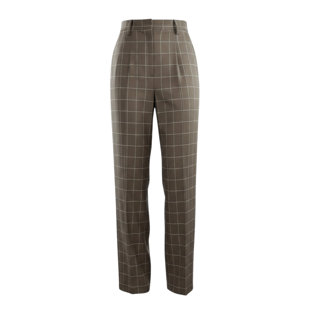 Pantalone largo Peg Fashion Store a vita alta con motivo a quadri marrone e bianco