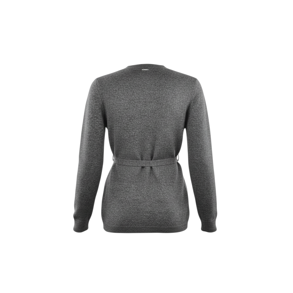 Maglia girocollo grigia con cintura in vita Peg Fashion Store, vista posteriore