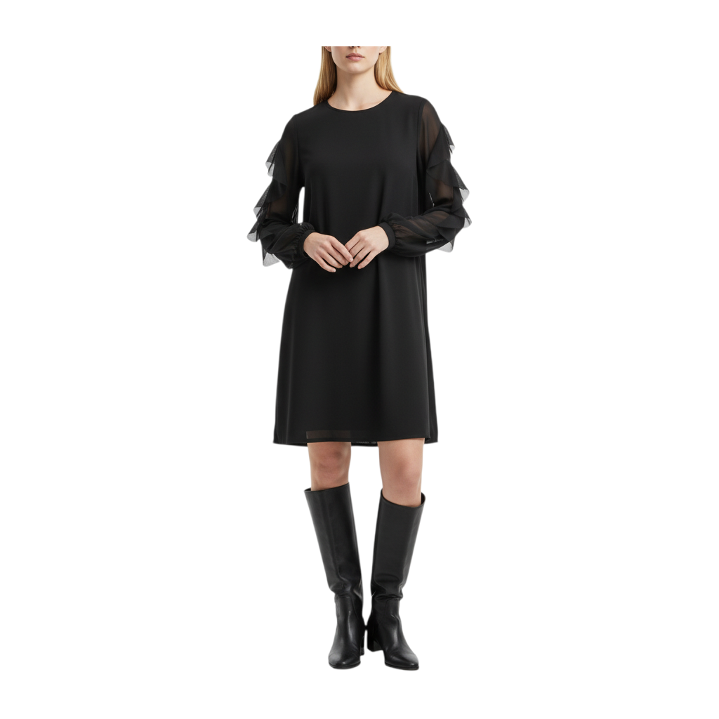 Abito in maglia con maniche volant
