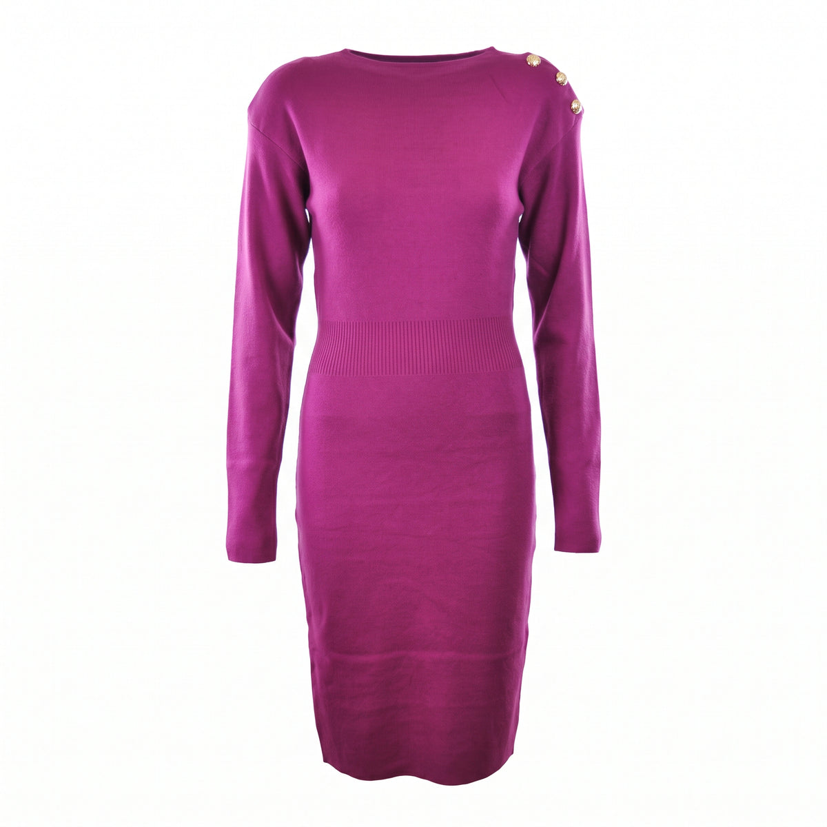 Vestito midi a maniche lunghe con bottoni gioiello