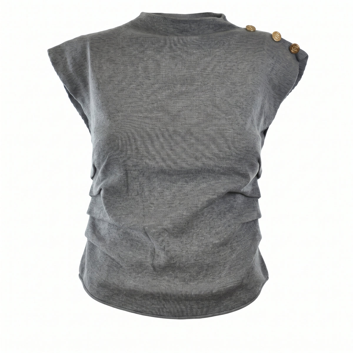 Pull smanicato con bottoni oro