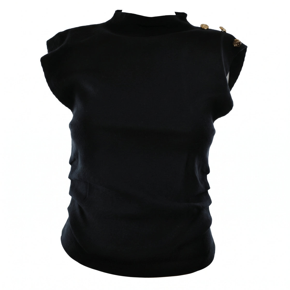 Pull smanicato con bottoni oro
