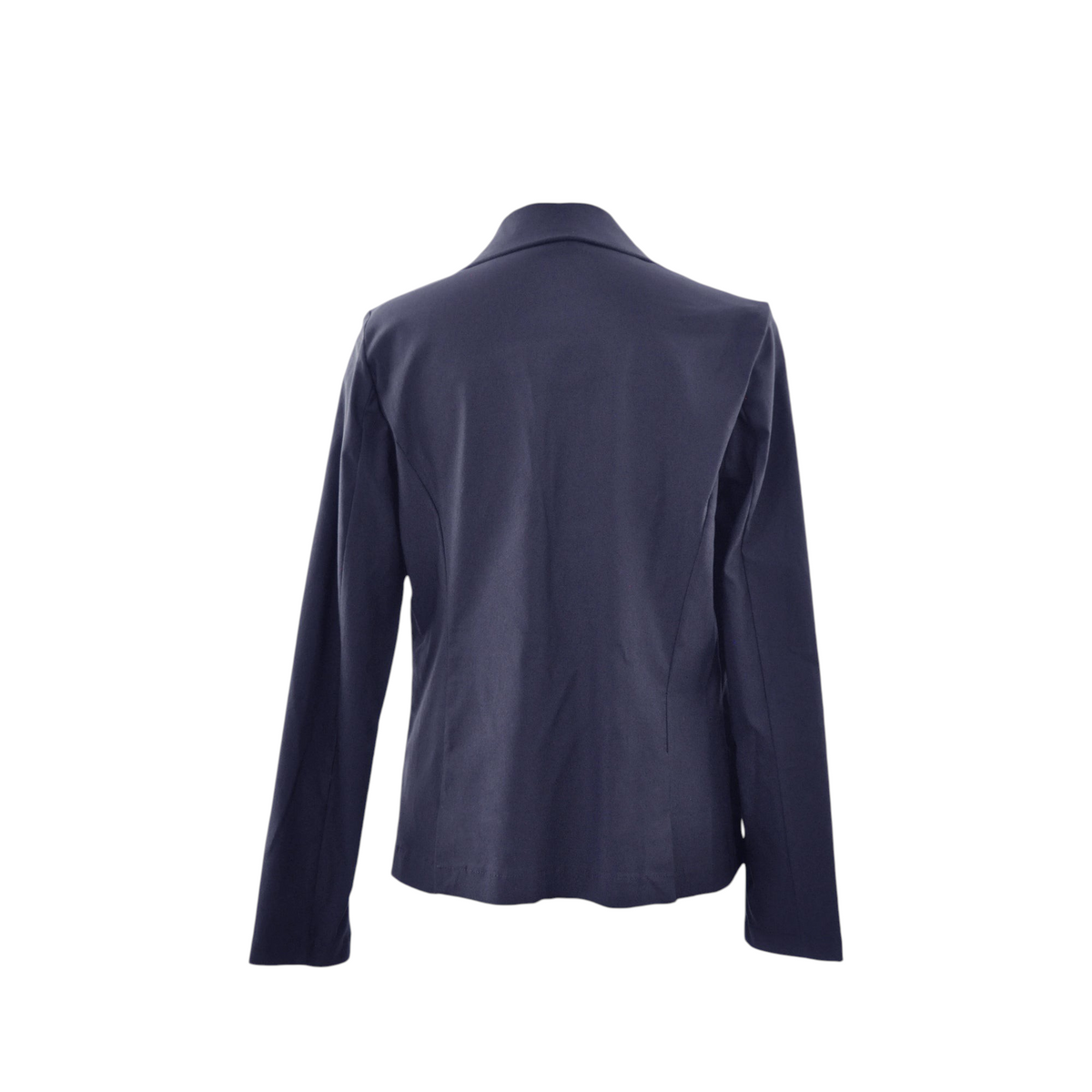 Vista posteriore del blazer Peg Fashion Store blu scuro con taglio sartoriale classico e vestibilità elegante