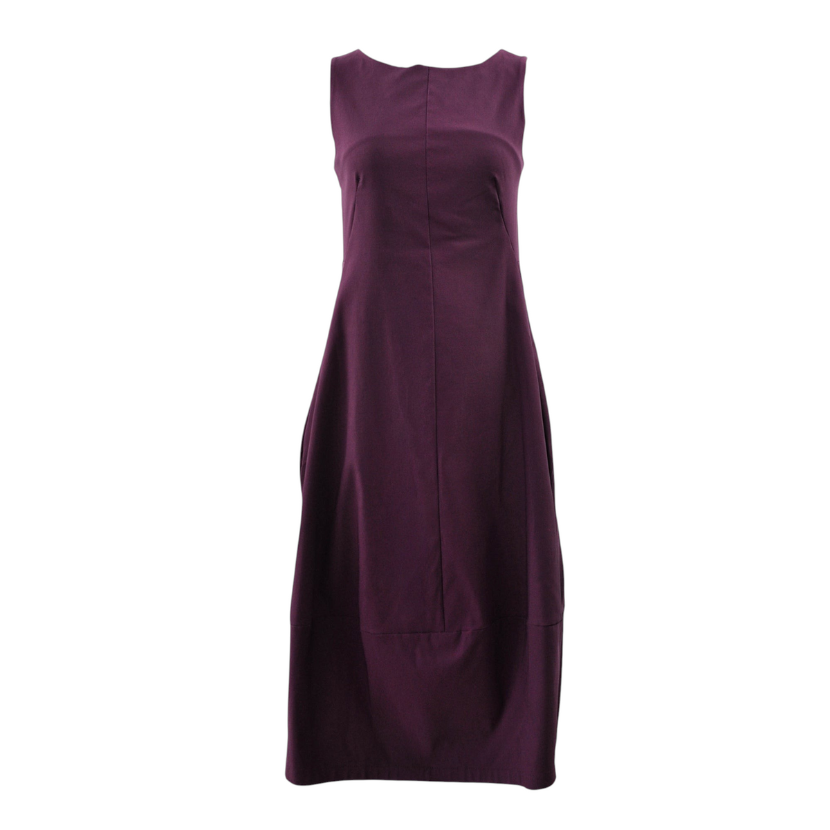 Abito midi a cannottiera Peg Fashion Store color prugna in tessuto fluido con taglio essenziale e linea dritta