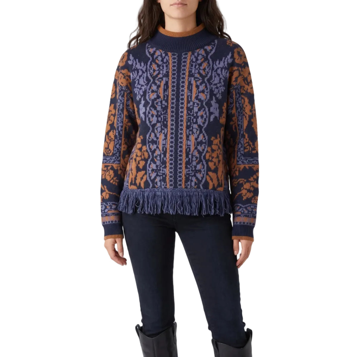Maglia stampata con frange