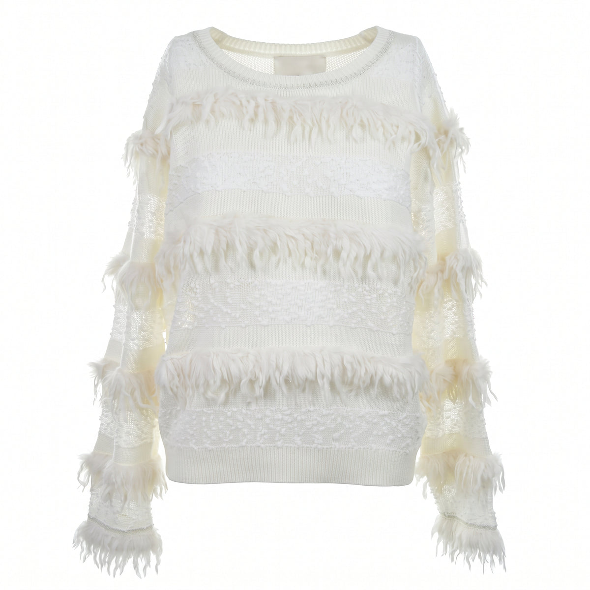 Maglia a balze con piume