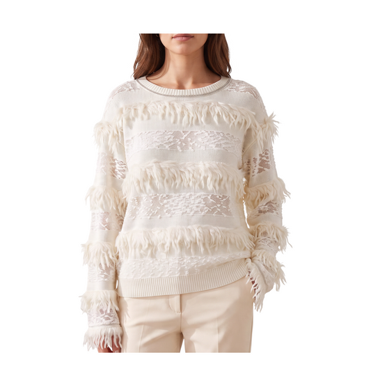 Maglia a balze con piume