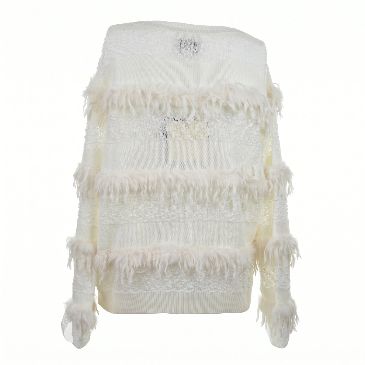 Maglia a balze con piume