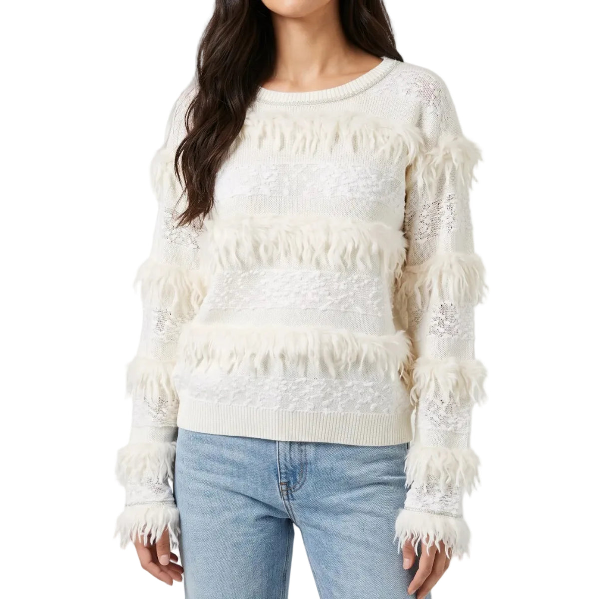 Maglia a balze con piume