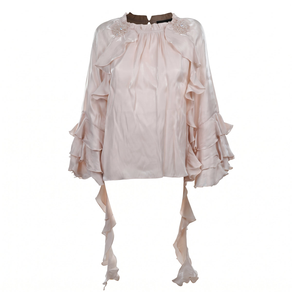 T-Shirt con balze e applicazioni