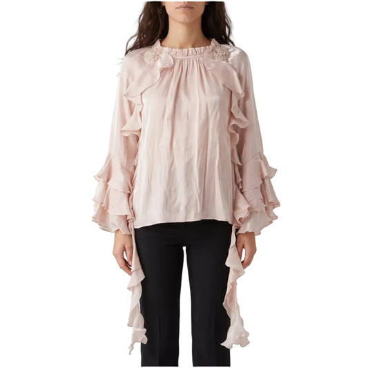 T-Shirt con balze e applicazioni