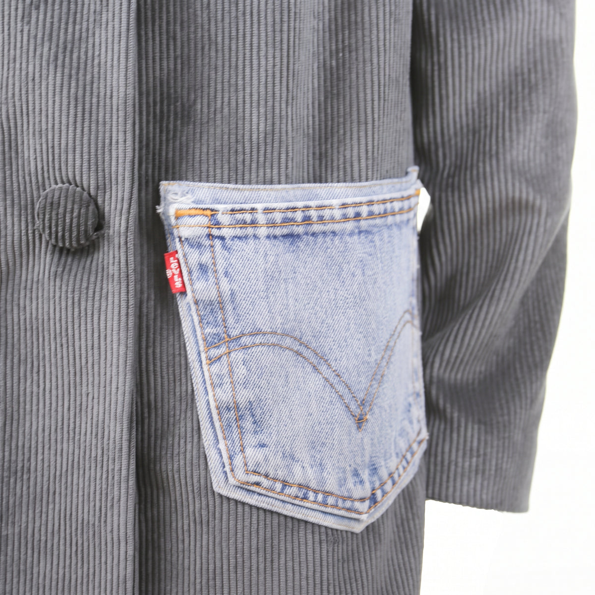 Blazer in velluto con patch jeans