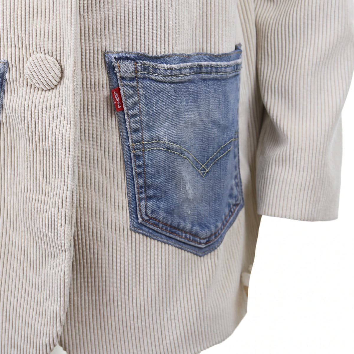 Blazer in velluto con patch jeans