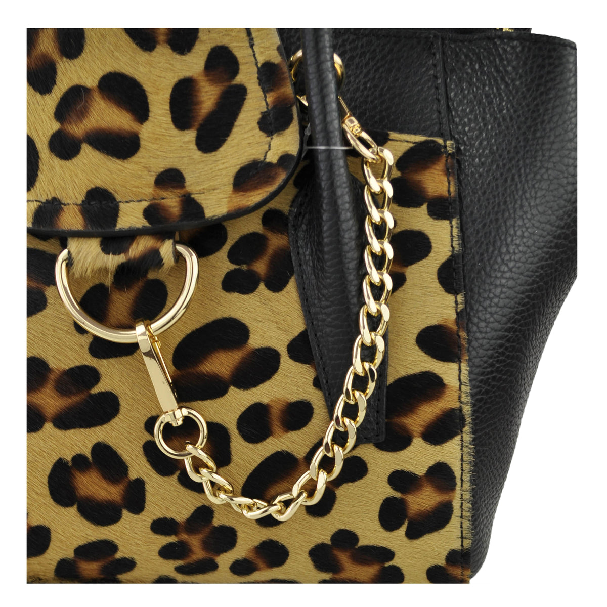 Borsa in pelle e cavallino maculato