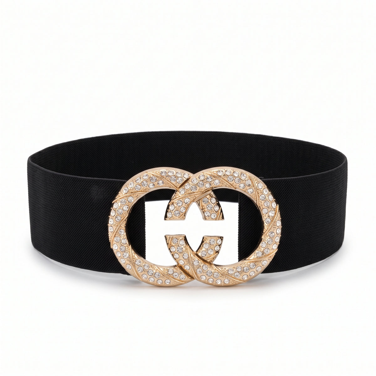 Cintura elastica con doppio cerchio di strass