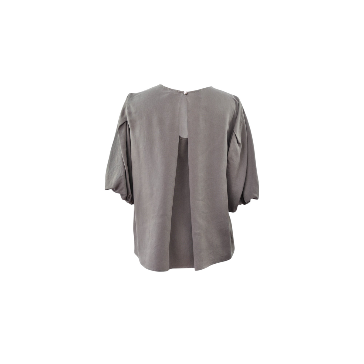 Blusa elegante grigia a maniche corte Peg Fashion Store con apertura posteriore e chiusura a bottone