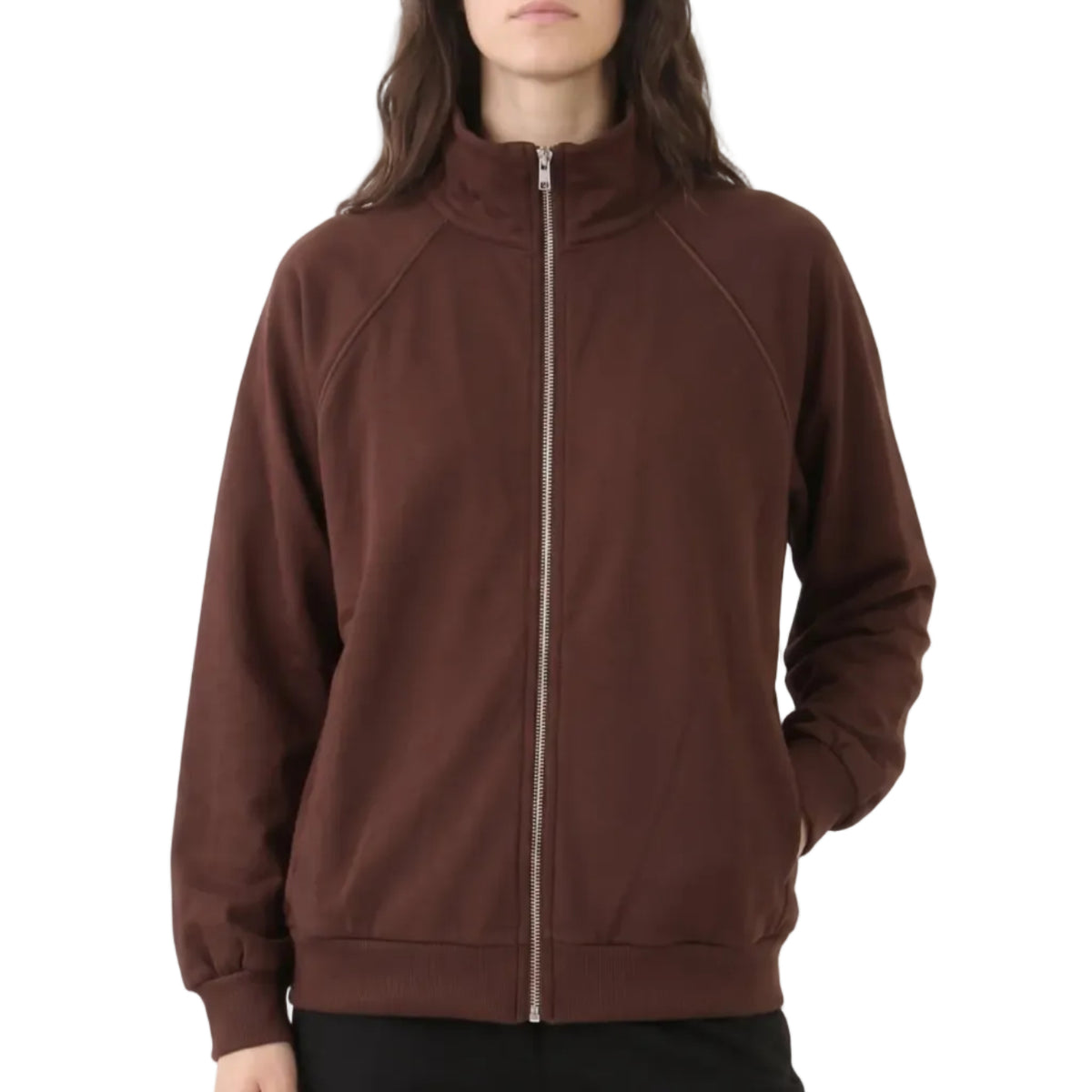 Felpa con zip in tessuto real