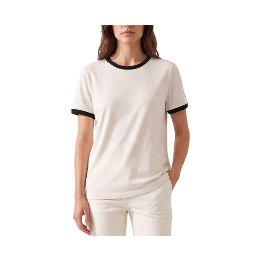 T-shirt girocollo a contrasto in cotone premium