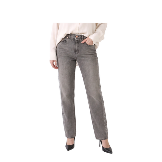Jeans con strass a lavaggio scuro