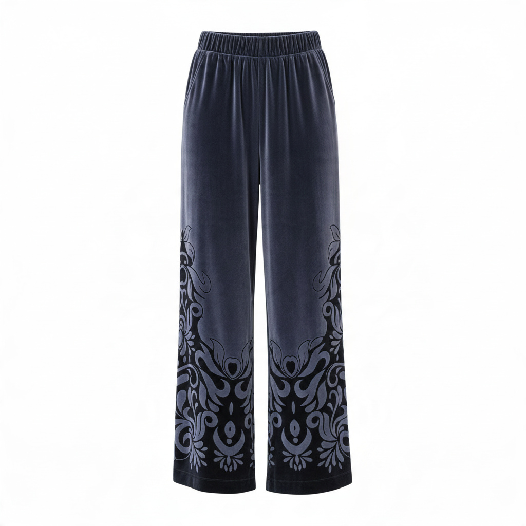 Pantaloni in velluto con ricami