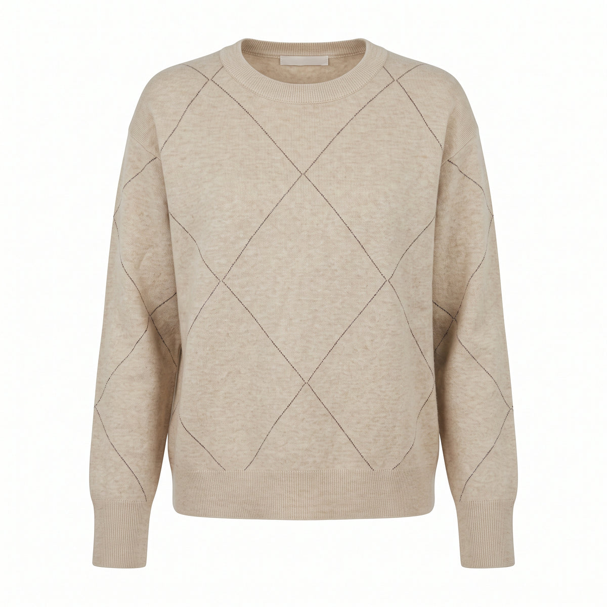 Maglione girocollo a rombi con lurex