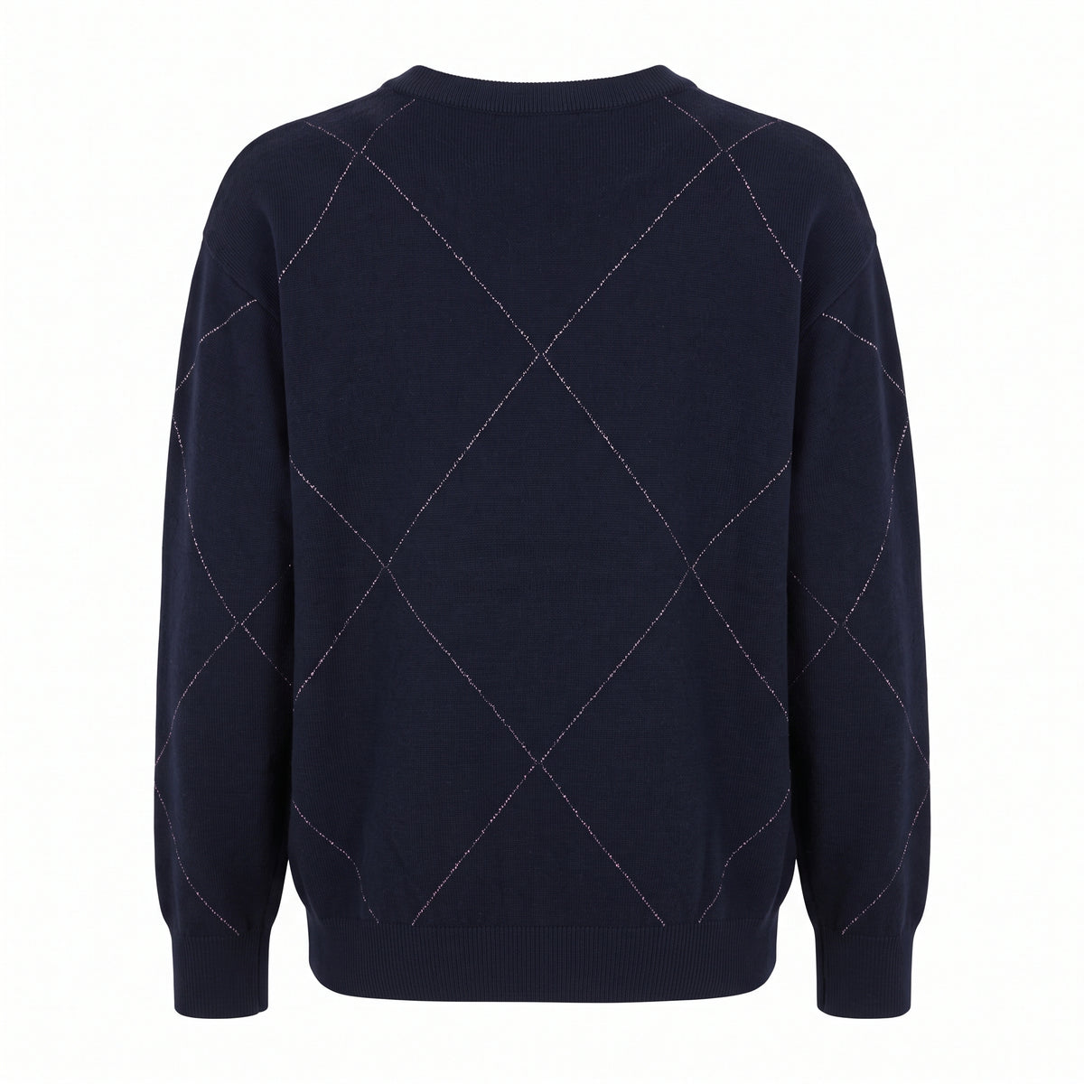 Maglione girocollo a rombi con lurex