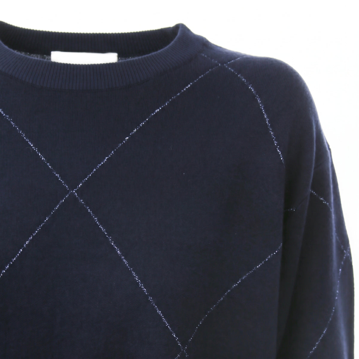 Maglione girocollo a rombi con lurex